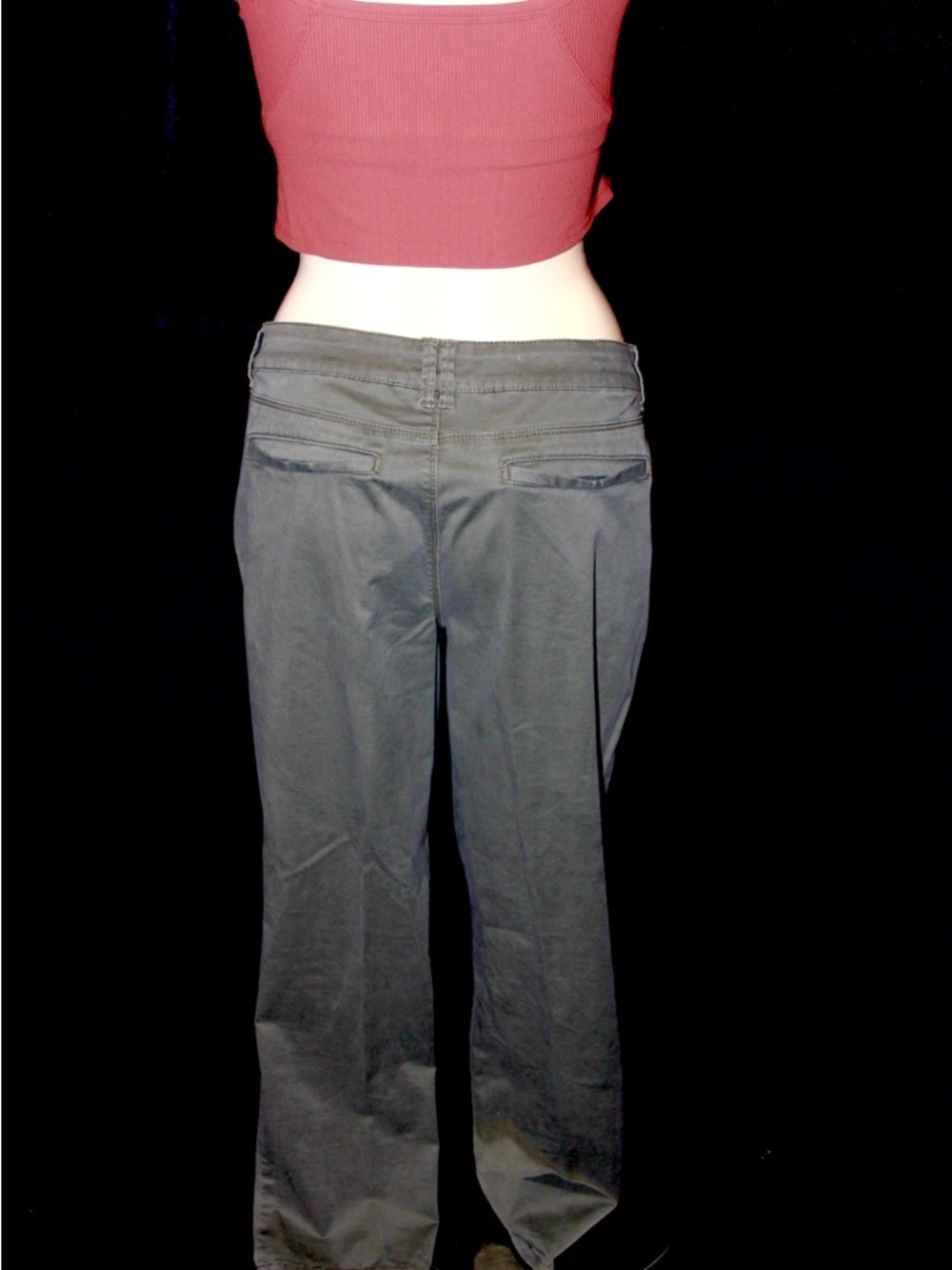 Olive Green Chinos Capri Ankle Pants - Picture 6 of 6